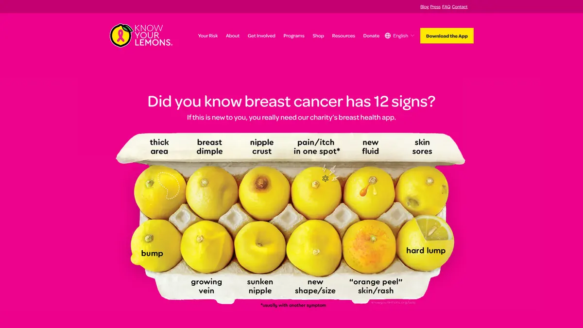 Know Your Lemons - Breast Cancer Awareness App & Website project screenshot